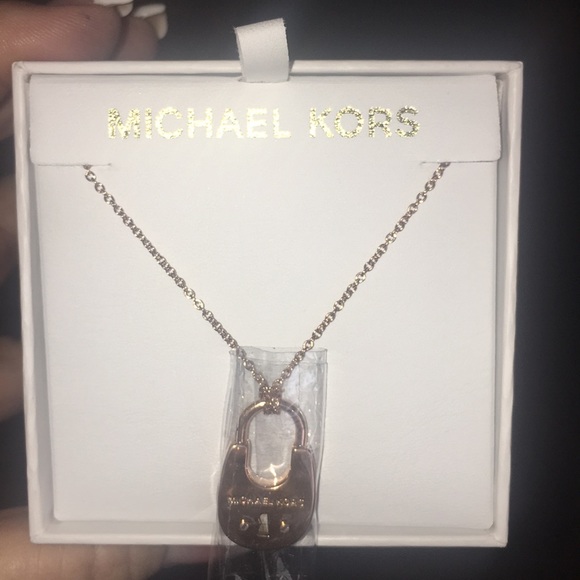 Michael Kors Jewelry - Michael Kors Rose gold tone lock necklace new